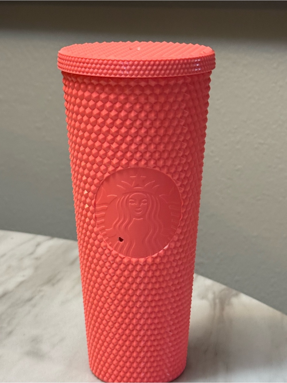 Starbucks pink spike textured tumbler cup with lid siren logo coffee & tea